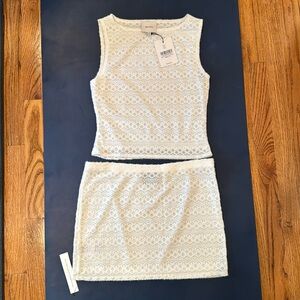 NWT Reformation Kenna Knit Two Piece outfit in white size Medium